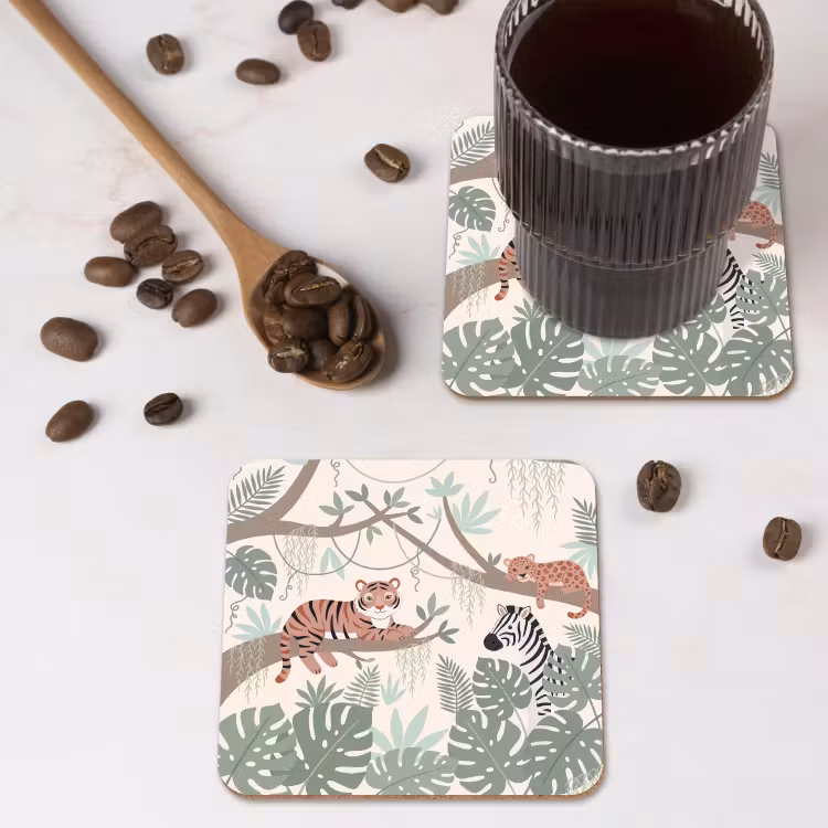 Jungle - Rustiek - Pastel onderzetter kurk middel -sfeer2
