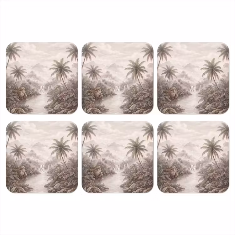 Jungle - Watervallen - Tropisch - Illustratie onderzetter kurk middel -3d