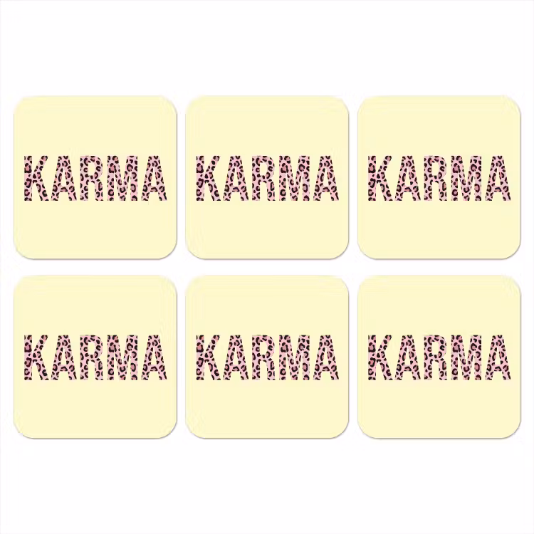 Karma - Luipaardprint - Geel onderzetter kurk middel -3d