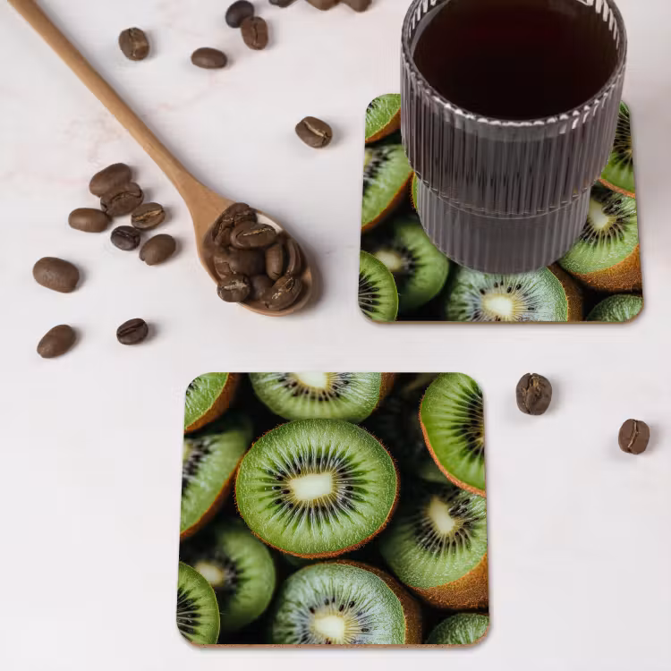 Kiwi - Fruit - Groen onderzetter kurk middel -sfeer2