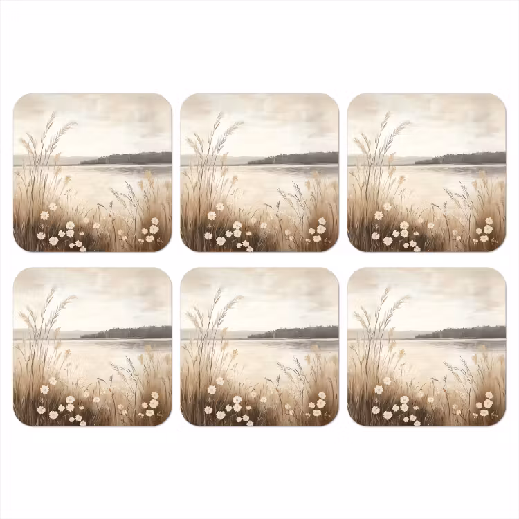 Meer - Water - Natuur - Beige onderzetter kurk middel -3d
