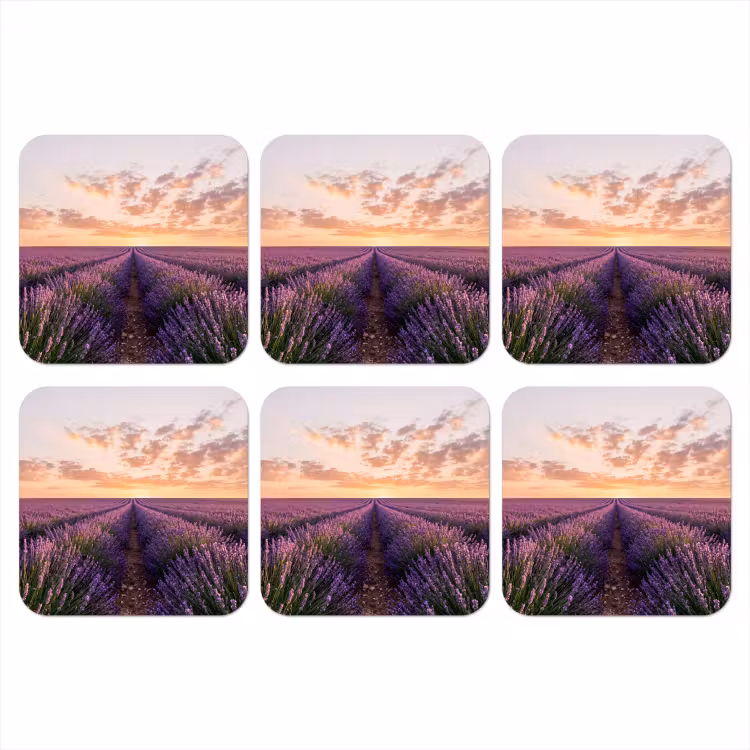 Landschap - Lavendelveld - Paars onderzetter kurk middel -3d