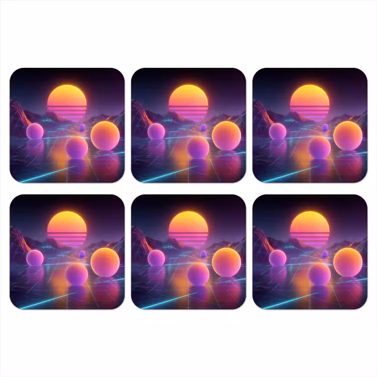 Landschap - Bergen - Bollen - Licht onderzetter kurk middel -3d