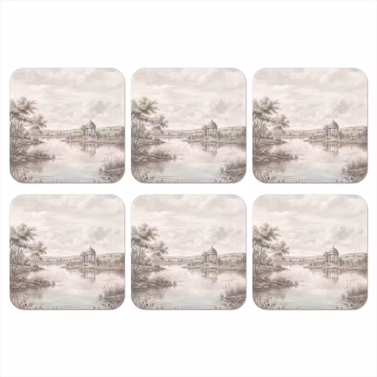 Landschap - Water - Natuur - Sepia onderzetter kurk middel -3d