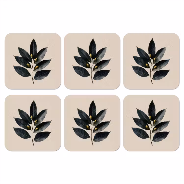 Laurierbladeren - Bloemknoppen - subtiel onderzetter kurk middel -3d