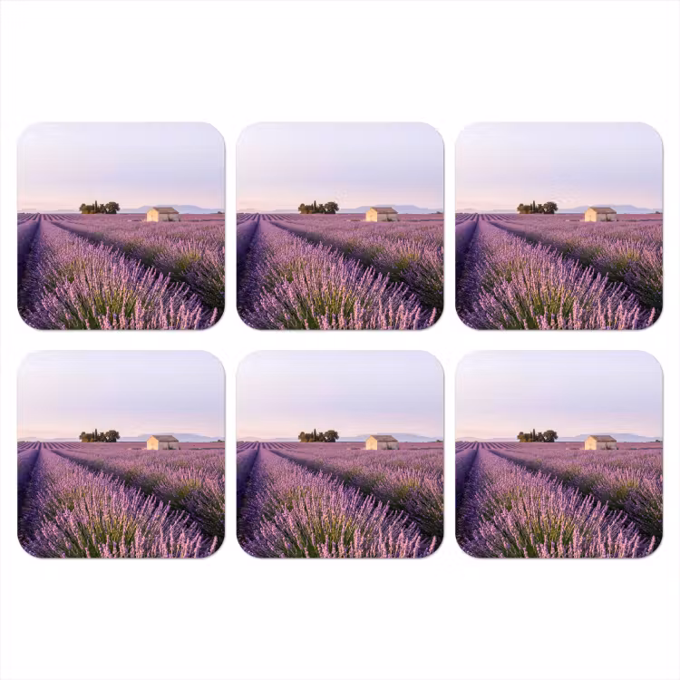 Lavendel - Landschap - Sereen - Paars onderzetter kurk middel -3d