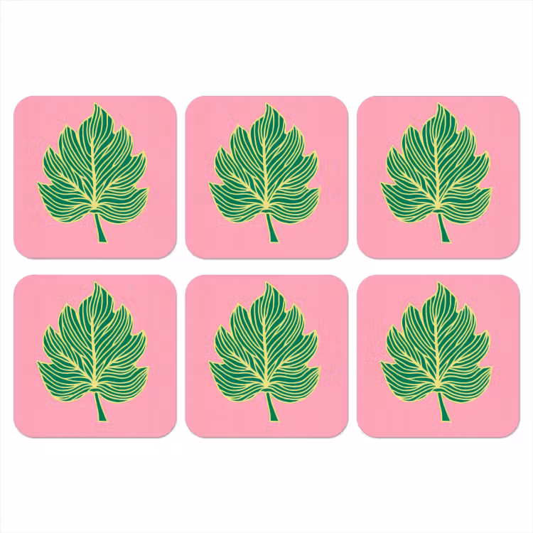 Blad - Groen - Illustratie - Minimalistisch onderzetter kurk middel -3d