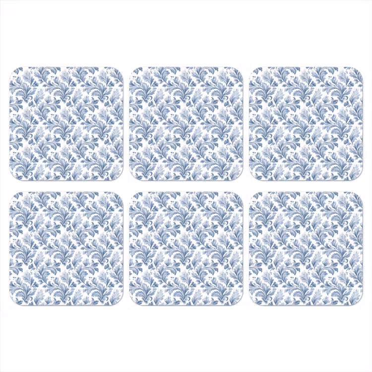 Bladeren - Blauw - Patroon onderzetter kurk middel 366 -3d