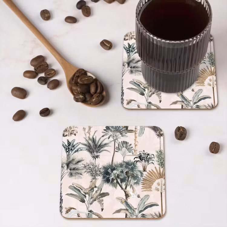 Bladeren - Monstera - Jungle - Tropical onderzetter kurk middel -sfeer2