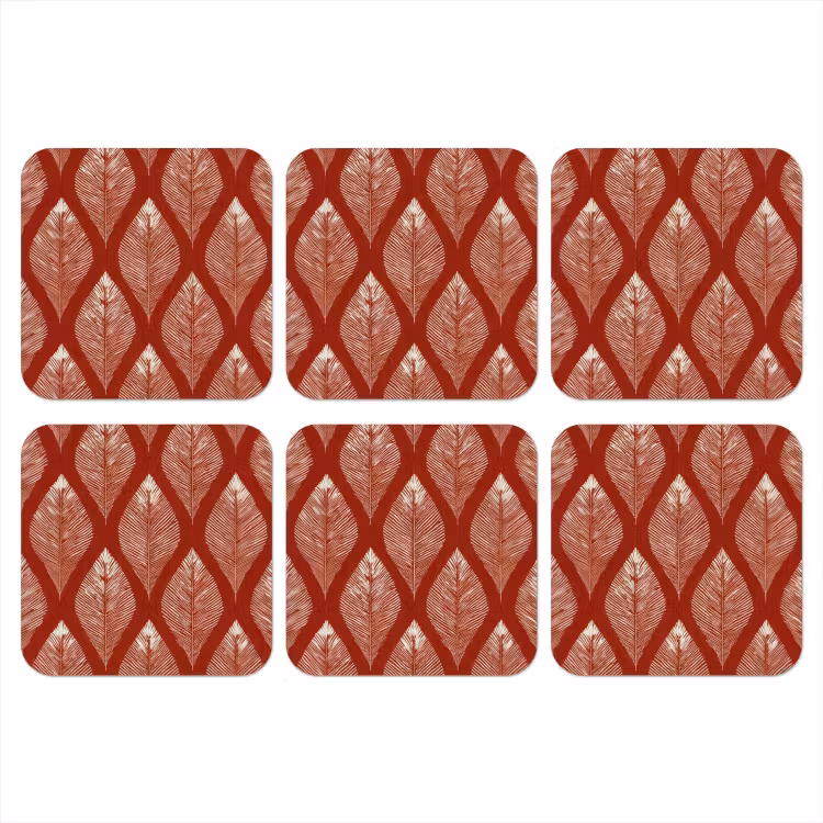 Bladeren - Rood - Elegant onderzetter kurk middel -3d