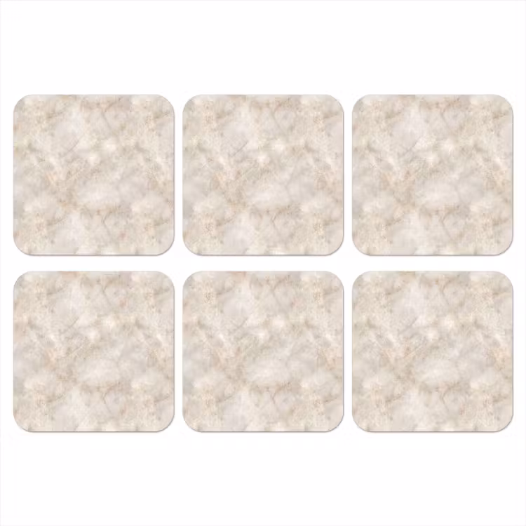 Lichtbeige - Goudbruine Nerven - Marmer onderzetter kurk middel 366 -3d