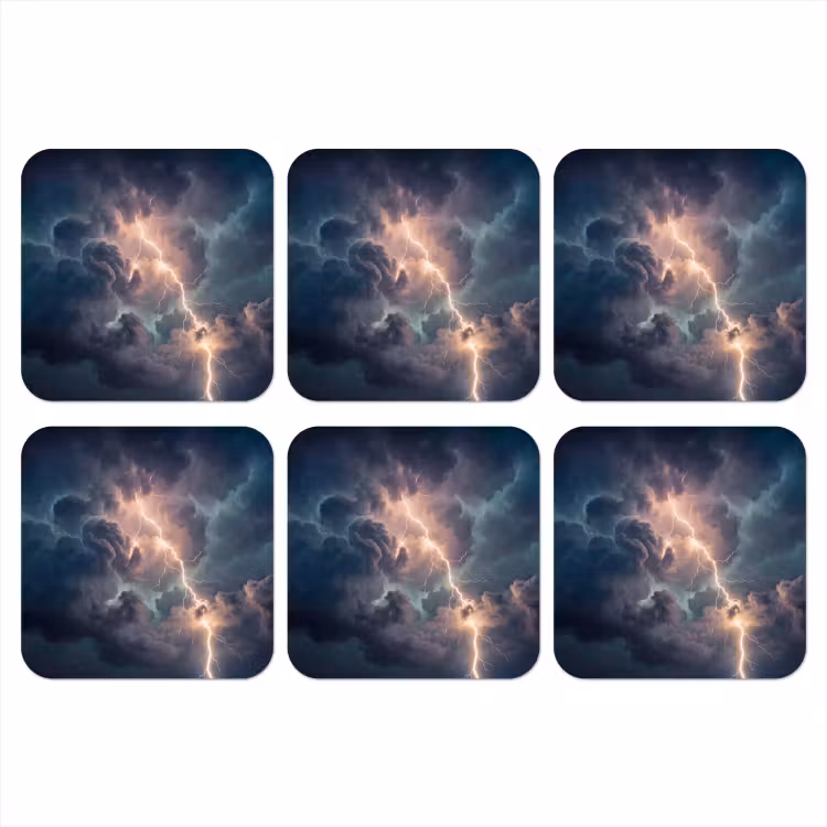 Bliksem - Storm - Natuur - Donker onderzetter kurk middel -3d