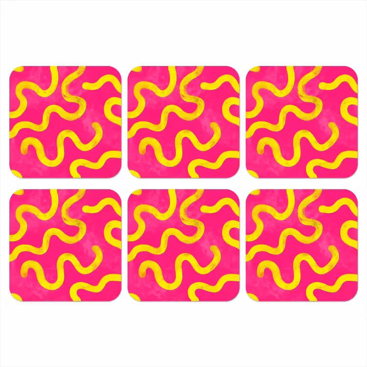 Lijn - Geel - Abstract onderzetter kurk middel -3d