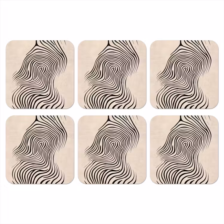 Lijnen - Abstract - Golvend - Zwart onderzetter kurk middel -3d