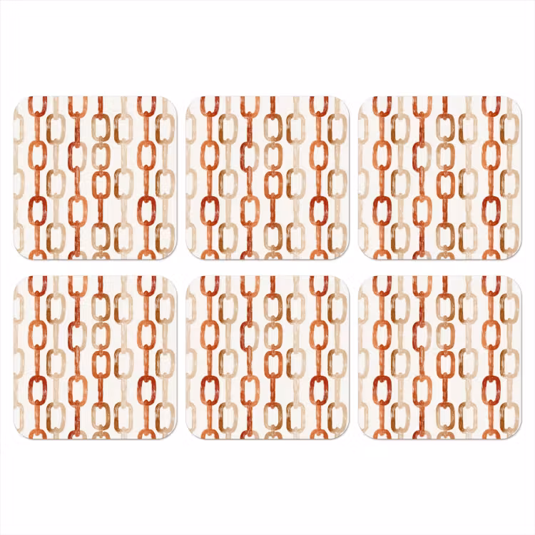 Schakels - Patroon - Aquarel - Terracotta onderzetter kurk middel 366 -3d