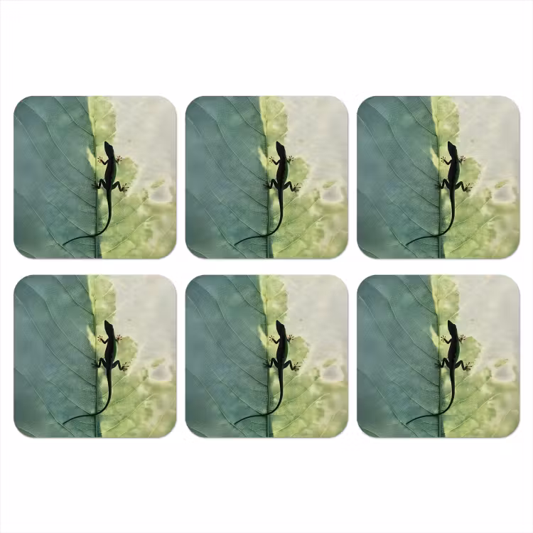 Hagedis - Blad - Nerven - Groen onderzetter kurk middel -3d