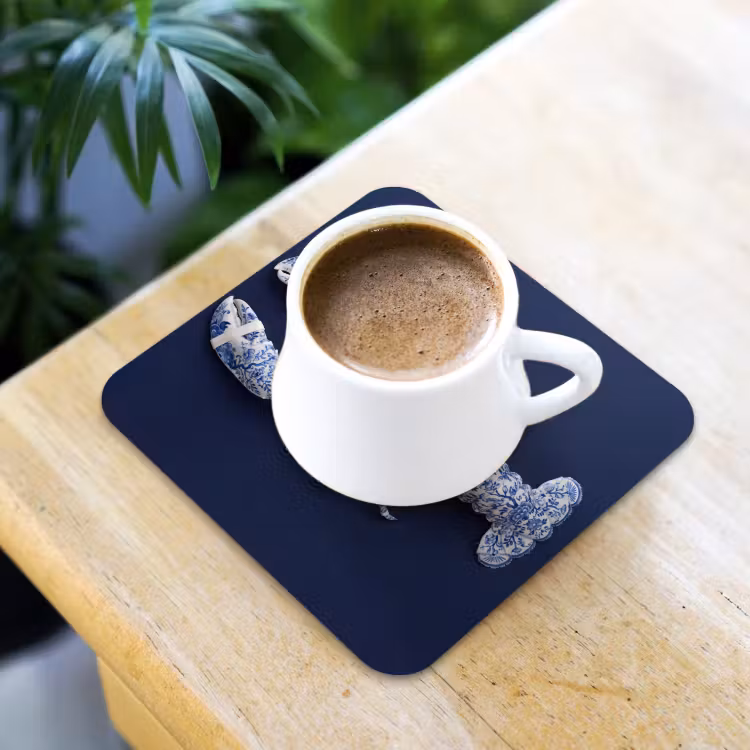 Kreeft - Porselein - Delfts - Blauw onderzetter kurk middel -sfeer5