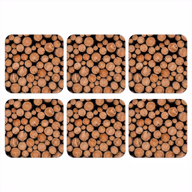 Houtblokken - Textuur - Patroon - Bruin - Rustiek onderzetter kurk middel -3d