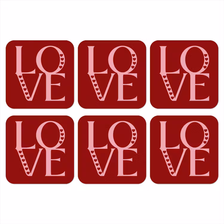 Love - Rood - Hatjes onderzetter kurk middel -3d