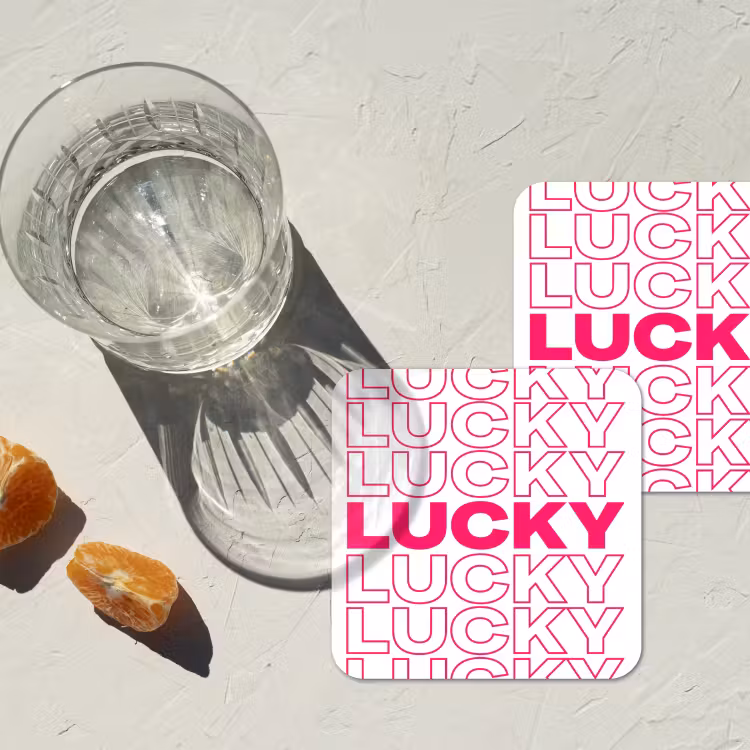 Lucky - Roze - Patroon onderzetter kurk middel -sfeer4