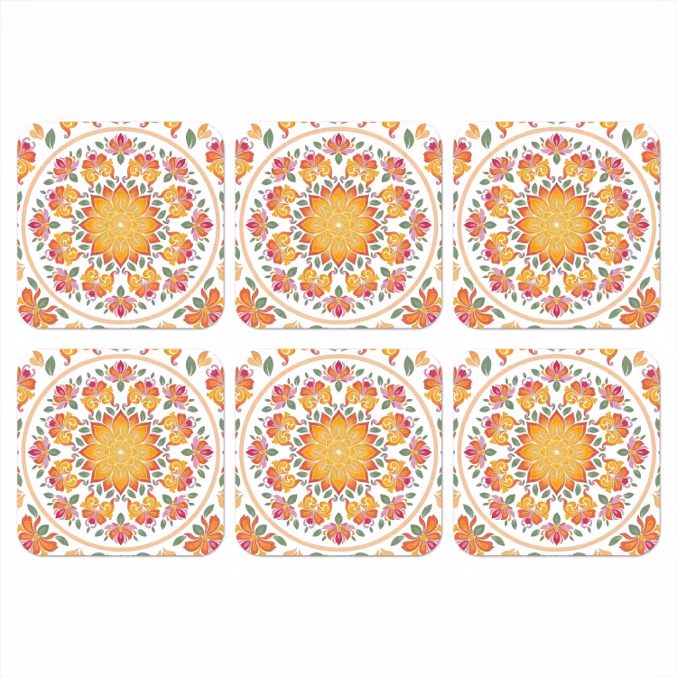 Mandala - Bloemen - Decoratie - Kleurrijk - Abstract onderzetter kurk middel -3d