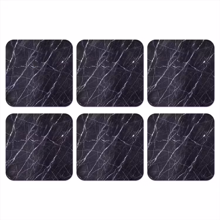 Marmer - Patroon - Modern - Zwart - Wit onderzetter kurk middel -3d