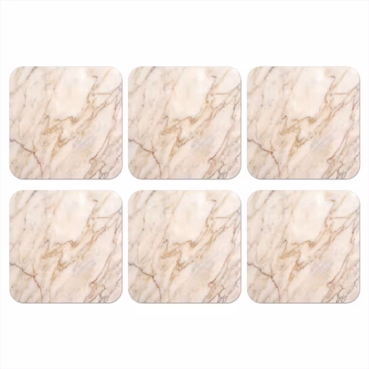 Marmer - Ader - Abstract - Wit - Goud onderzetter kurk middel -3d