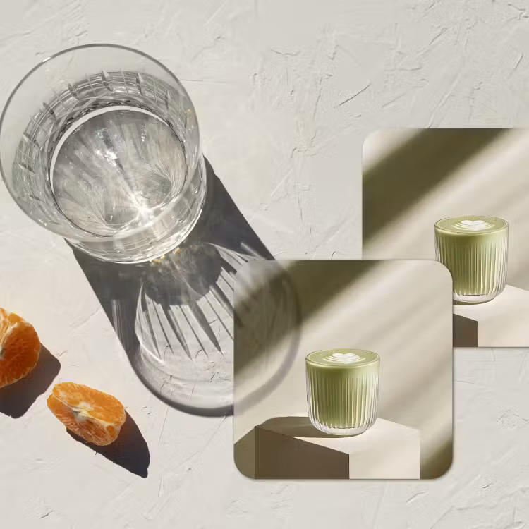 Matcha - Glas - Groen - Minimalistisch onderzetter kurk middel -sfeer4