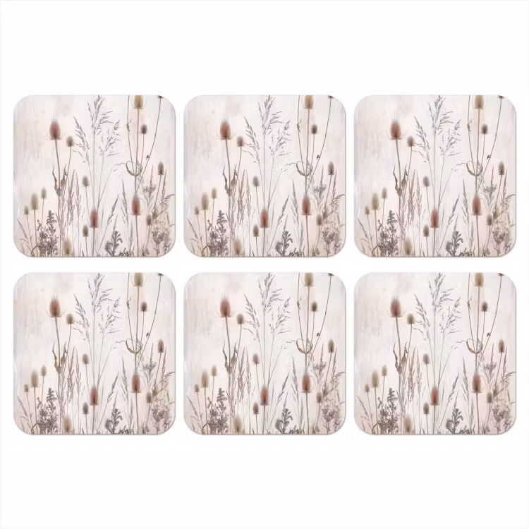 Weidebloemen - Design - Sepia onderzetter kurk middel -3d