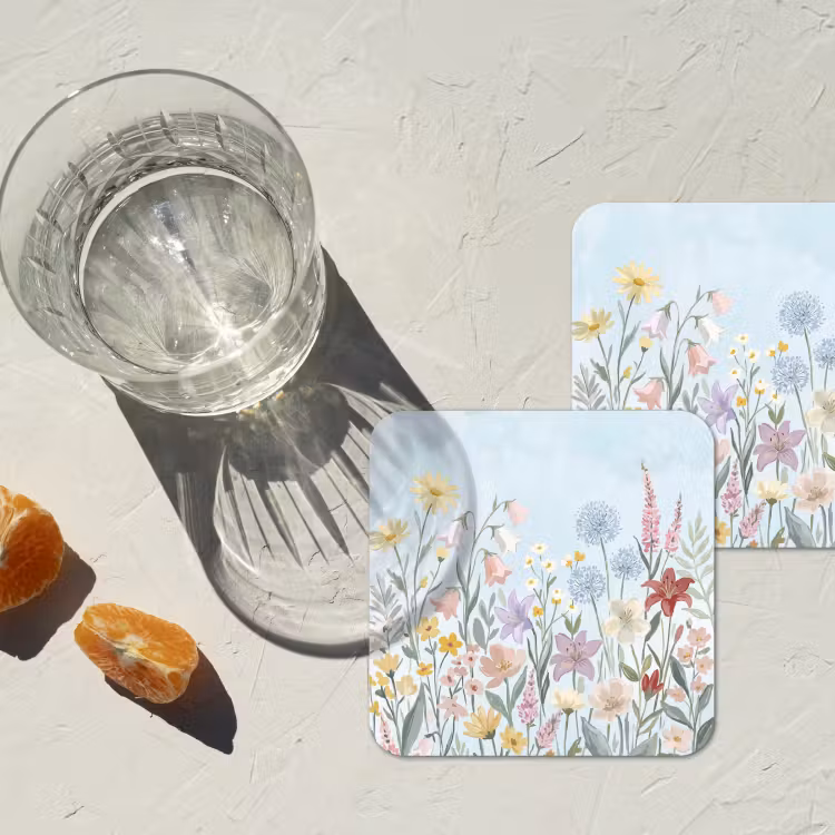 Weidebloemen - Illustratie - Kleurrijk onderzetter kurk middel -sfeer4