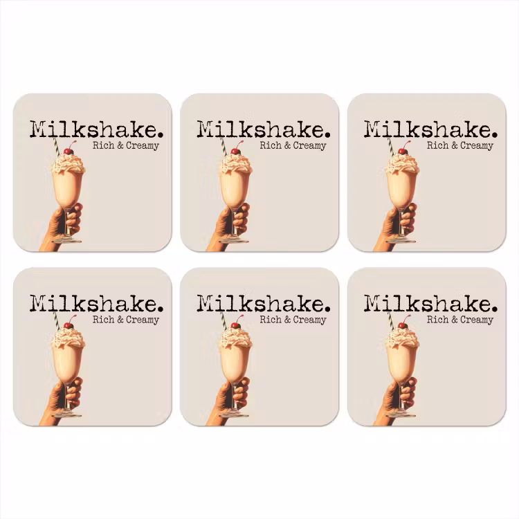 Milkshake - Kers - Rietje onderzetter kurk middel -3d