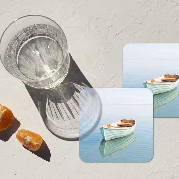 Minimalistisch - Boot - Zee onderzetter kurk middel -sfeer4