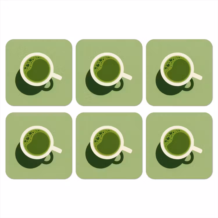 Minimalistisch - Kopjes - Matcha -Groen onderzetter kurk middel -3d