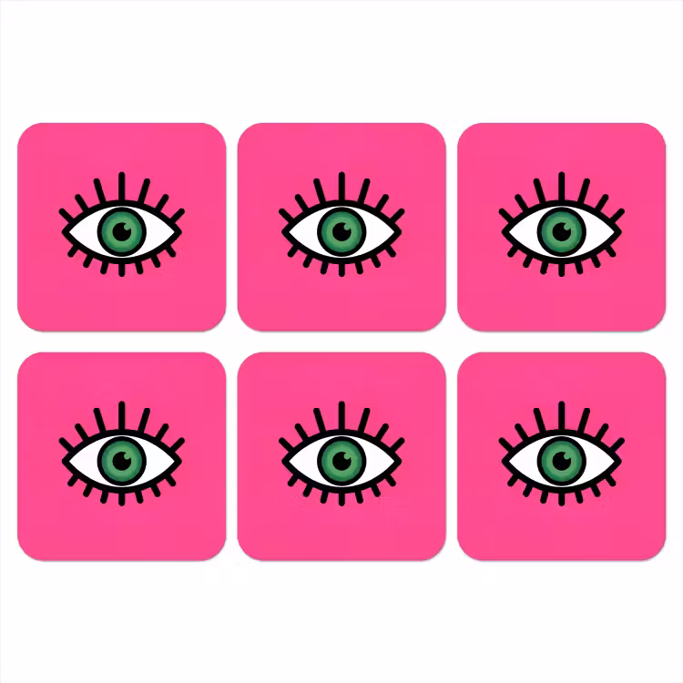 Minimalistisch - Oog - Roze onderzetter kurk middel -3d