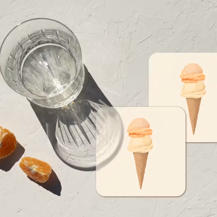 Minimalistisch - Schepijs - Hoorntje - Beige onderzetter kurk middel -sfeer4