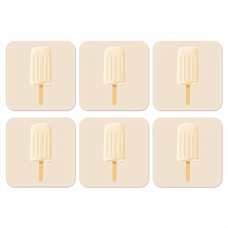 Minimalistisch - Waterijsje - Stokje - Beige onderzetter kurk middel -3d