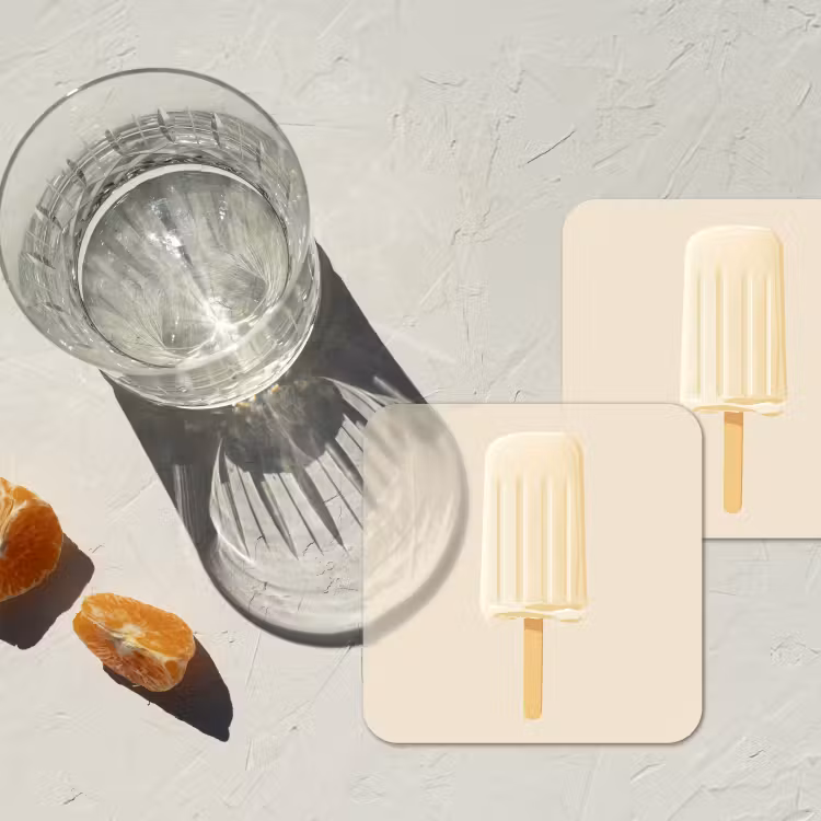 Minimalistisch - Waterijsje - Stokje - Beige onderzetter kurk middel -sfeer4