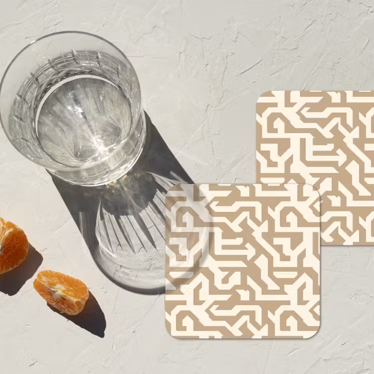 Modern - Abstract - Beige onderzetter kurk middel 366 -sfeer4