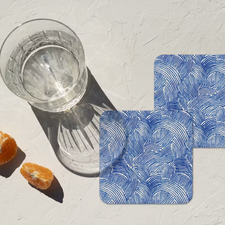 Modern - Abstract - Blauw onderzetter kurk middel 366 -sfeer4