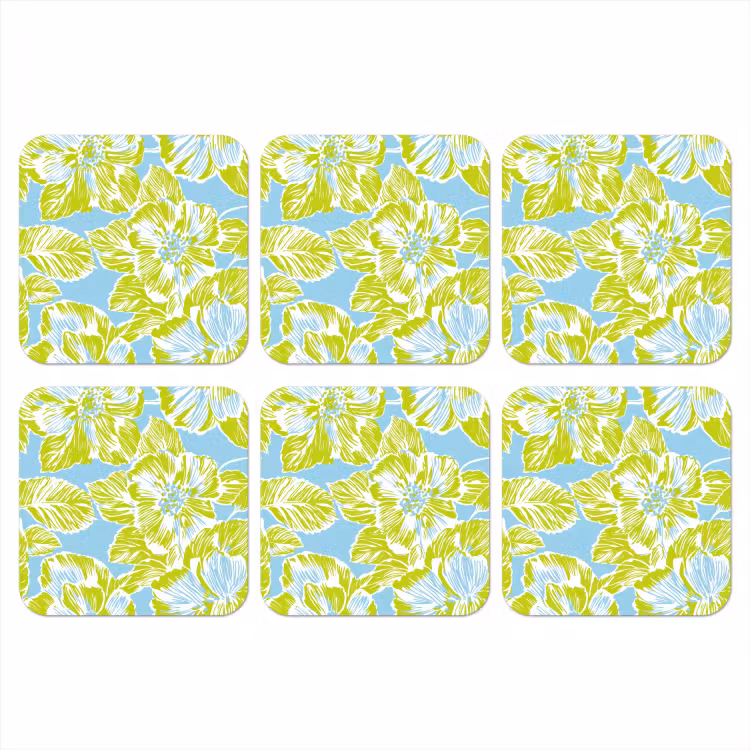 Modern - Bloemen - Groen onderzetter kurk middel 366 -3d