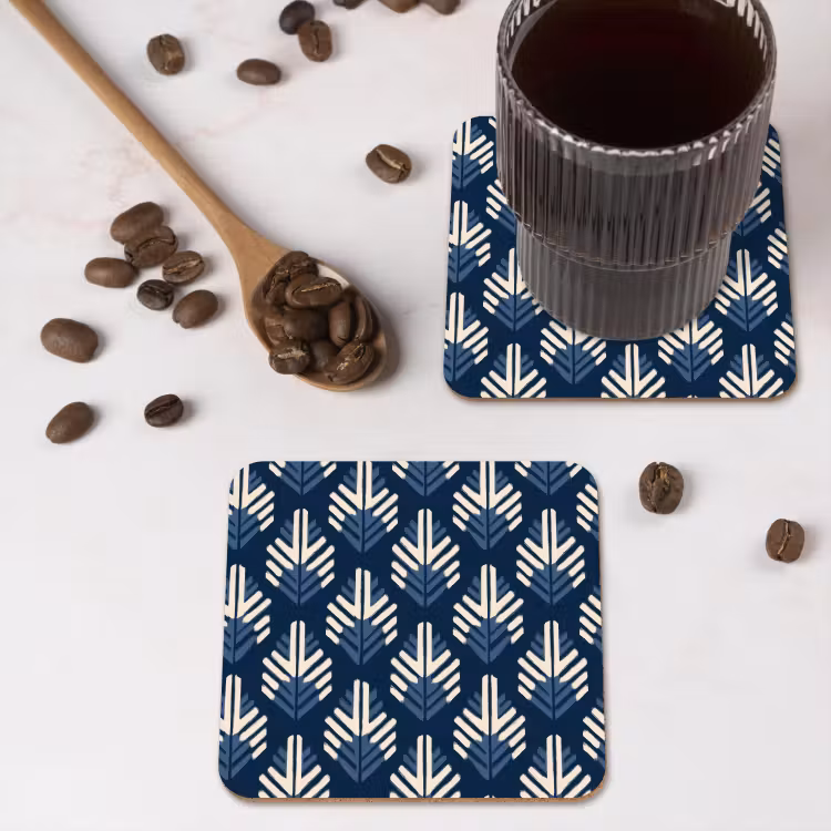 Modern - Patroon - Blauw onderzetter kurk middel 366 -sfeer2