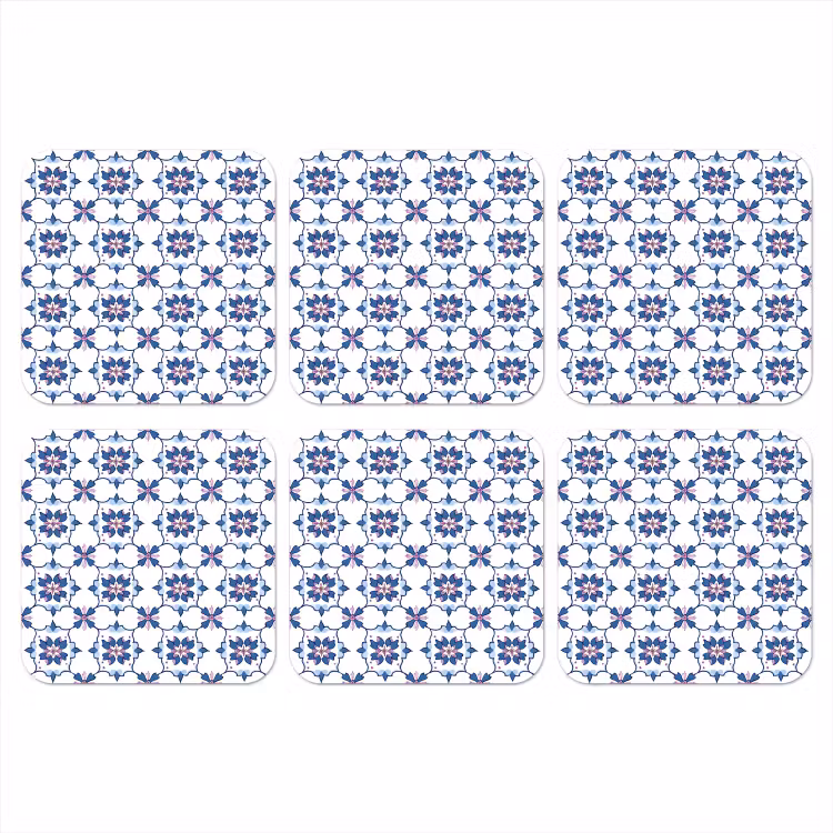 Modern - Patroon - Blauw - Roze onderzetter kurk middel 366 -3d