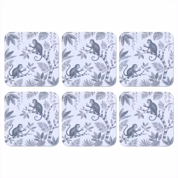 Aap - Boom - Bladeren - Jungle - Illustratie onderzetter kurk middel -3d