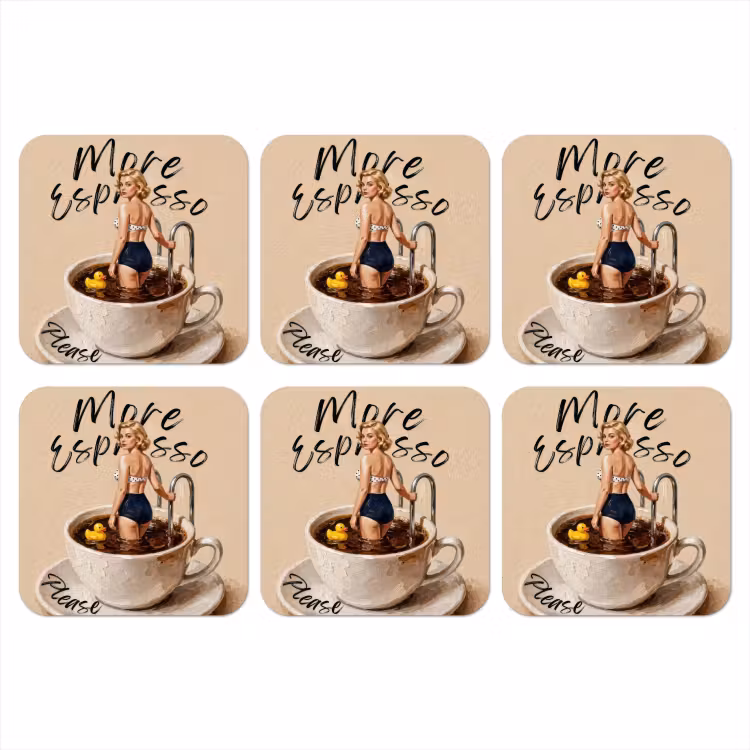 More espresso - Koffie - Eend onderzetter kurk middel -3d