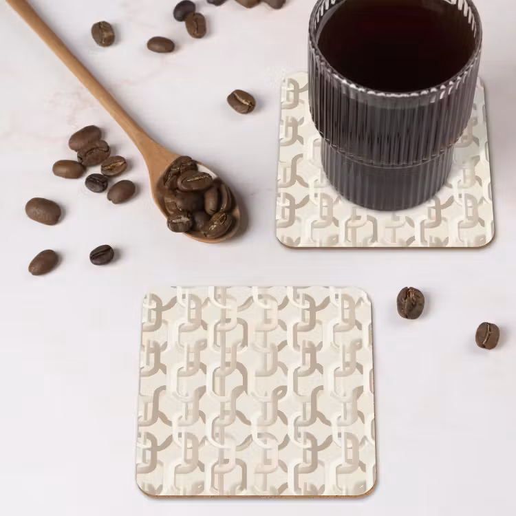 Motief - Abstract - Beige onderzetter kurk middel 366 -sfeer2