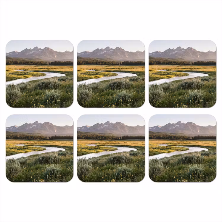Berglandschap - Rivier - Bos onderzetter kurk middel -3d
