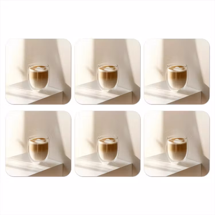 Mok - Latte - Minimalistisch - Schaduw onderzetter kurk middel -3d
