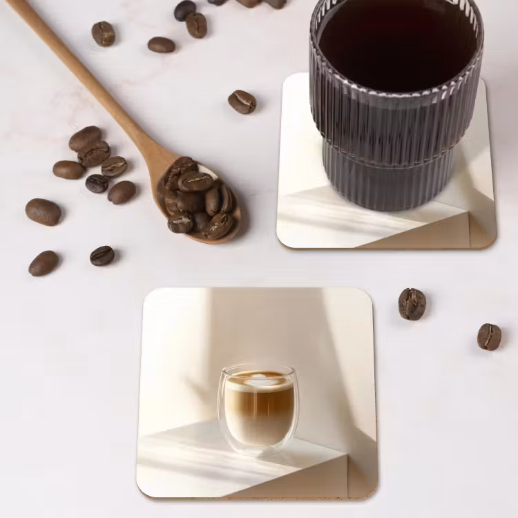 Mok - Latte - Minimalistisch - Schaduw onderzetter kurk middel -sfeer2
