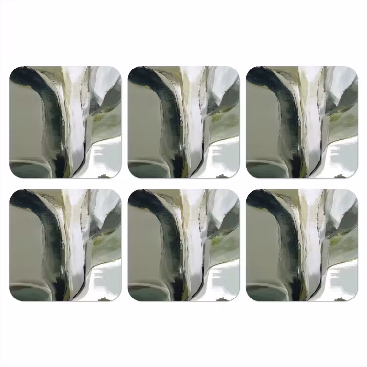 Natuur - Abstract - Groen - Penseelstreken onderzetter kurk middel -3d