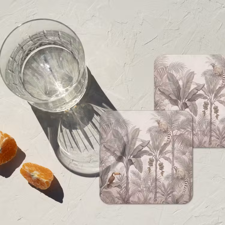 Natuur - Jungle - Ringstaartmaki - Bruin onderzetter kurk middel -sfeer4